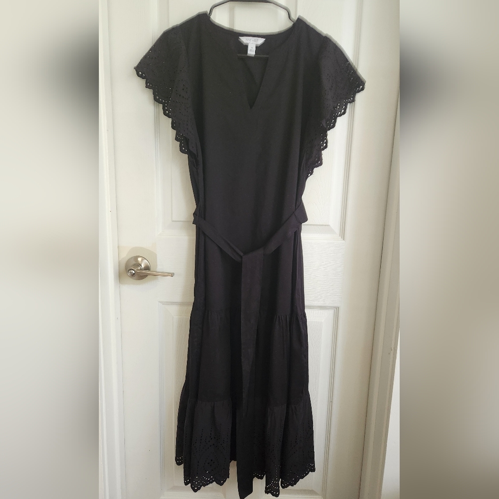 Nine West Black Eyelet Midi Dress - Picture 3 of 7